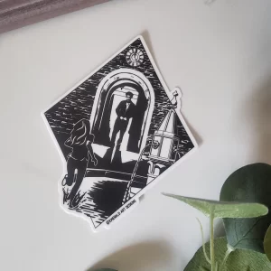 edward at the clock tower in volterra sticker